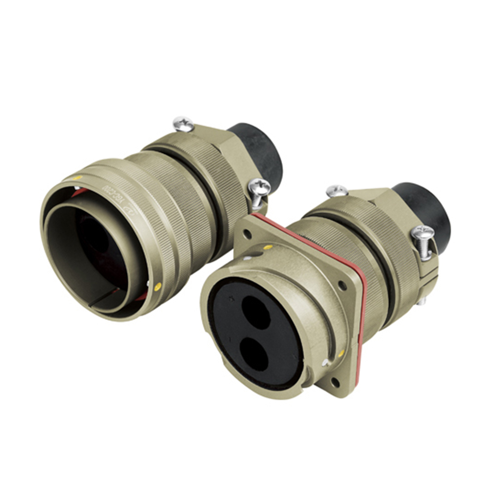 鐵路專用圓形電連接器YGC卡口連接IP67冷壓接式200A公母對接2芯直式牽引連接器