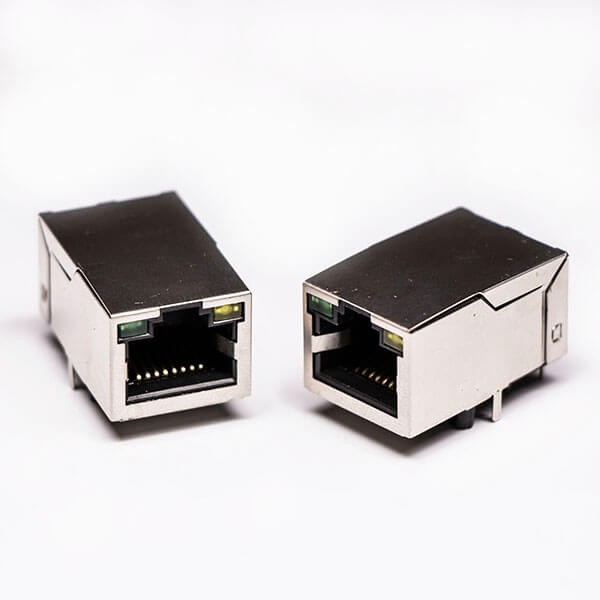 網(wǎng)線(xiàn)接口rj45單口8P8C帶燈帶屏蔽接PCB板