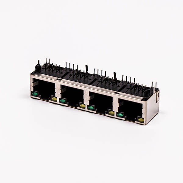 rj45插座帶燈母座封裝彎式帶屏蔽接PCB rj45插座帶燈母座封裝彎式帶屏蔽接PCB