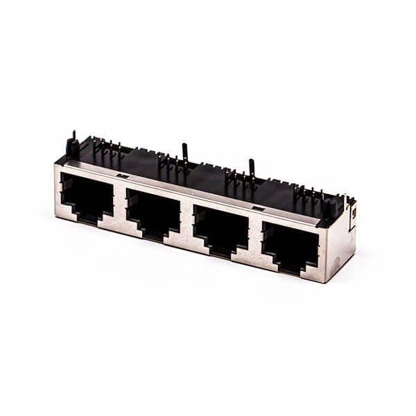 rj45插座接口母頭90°帶屏蔽銅殼無燈PCB板 rj45插座接口母頭90°帶屏蔽銅殼無燈PCB板