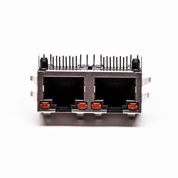 雙網(wǎng)口帶led燈rj45母座彎式銅殼帶屏蔽接PCB 雙網(wǎng)口帶led燈rj45母座彎式銅殼帶屏蔽接PCB