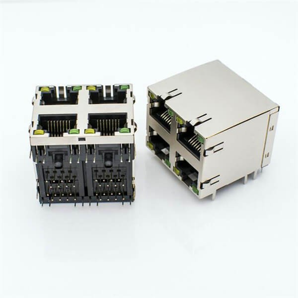 USB與RJ45連接器母座雙層屏蔽帶彈片帶燈 USB與RJ45連接器母座雙層屏蔽帶彈片帶燈
