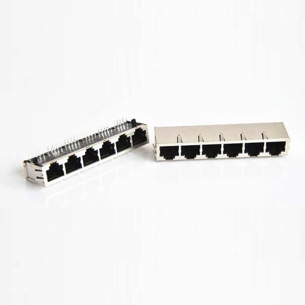 模塊化rj45插座PCB板母座5口帶屏蔽帶彈片不帶燈 模塊化rj45插座PCB板母座5口帶屏蔽帶彈片不帶燈