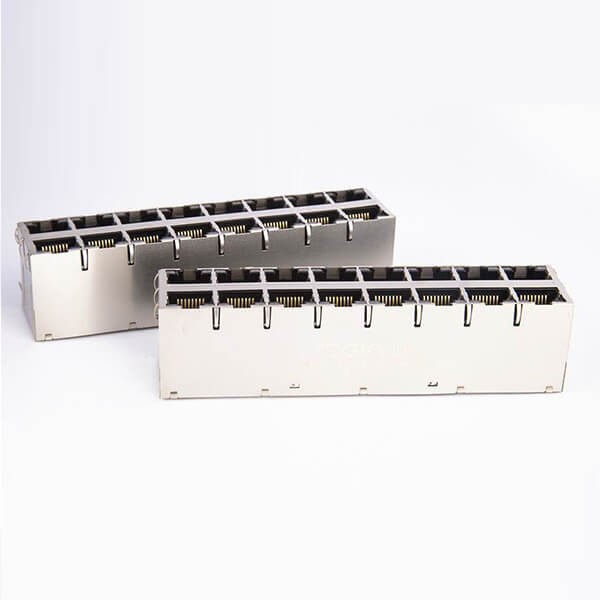 RJ45連接器帶屏蔽母頭2*8雙層16口帶燈 RJ45連接器帶屏蔽母頭2*8雙層16口帶燈