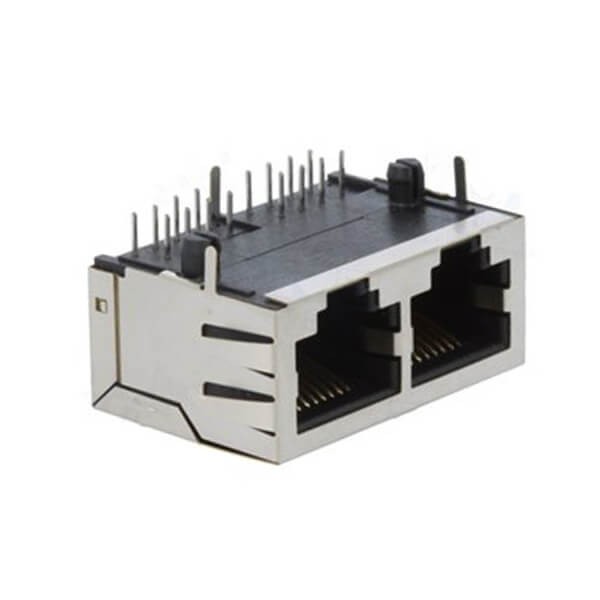RJ45座90度母頭雙口帶屏蔽不帶燈 RJ45座90度母頭雙口帶屏蔽不帶燈