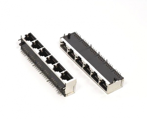 6口RJ45插座1X6屏蔽不帶燈連接器網絡接口
