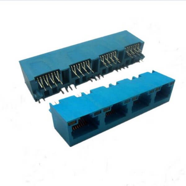 1*4四聯口RJ45立式網絡插座8P8C藍色