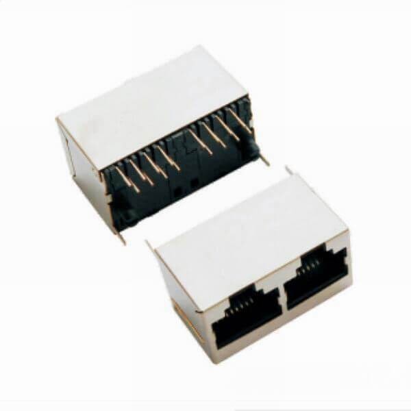 立插式1*2RJ45JACK180度雙口網絡插座帶屏蔽 立插式1*2RJ45JACK180度雙口網絡插座帶屏蔽