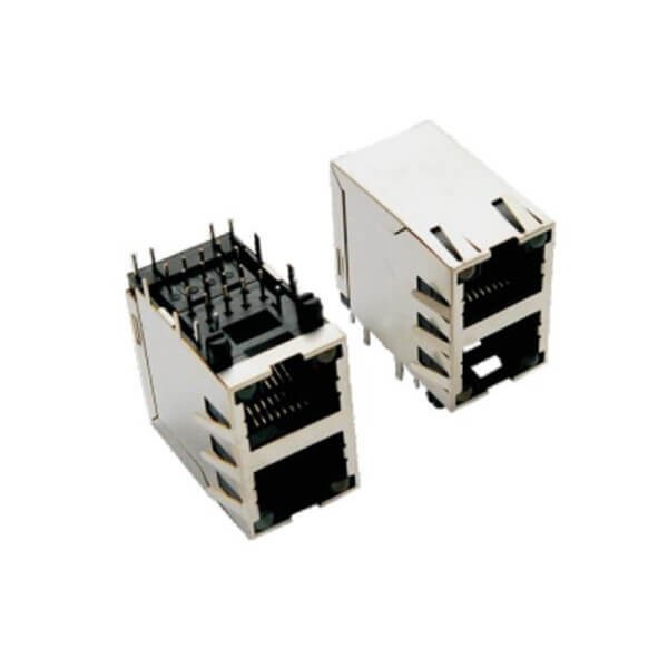 RJ45母座帶燈雙層屏蔽帶燈90度網絡連接器 RJ45母座帶燈雙層屏蔽帶燈90度網絡連接器