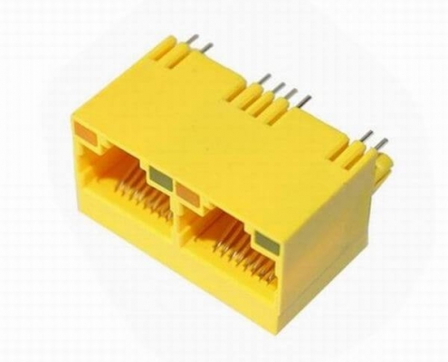 沉板式RJ45母座網絡接口連接器帶燈1X2雙胞8P8C