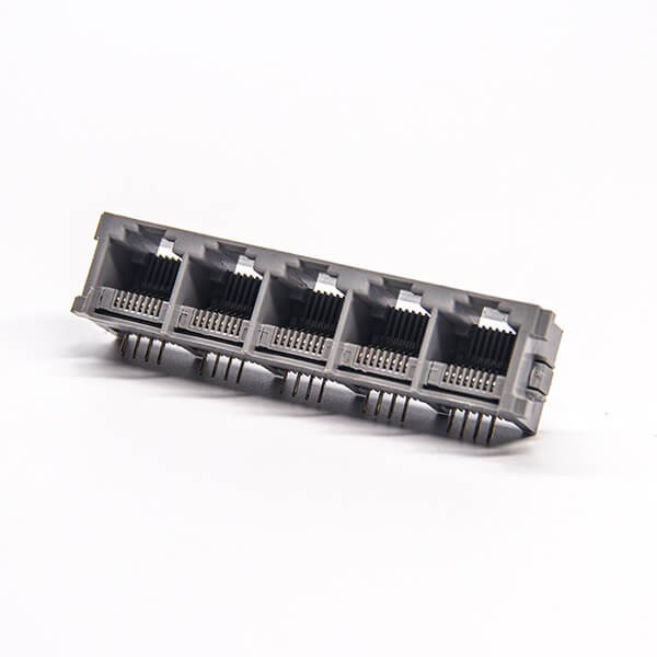rj45模塊連接器彎式1×5母座8p8c插板接PCB板不帶屏蔽 rj45模塊連接器彎式1x5母座8p8c插板接PCB板不帶屏蔽
