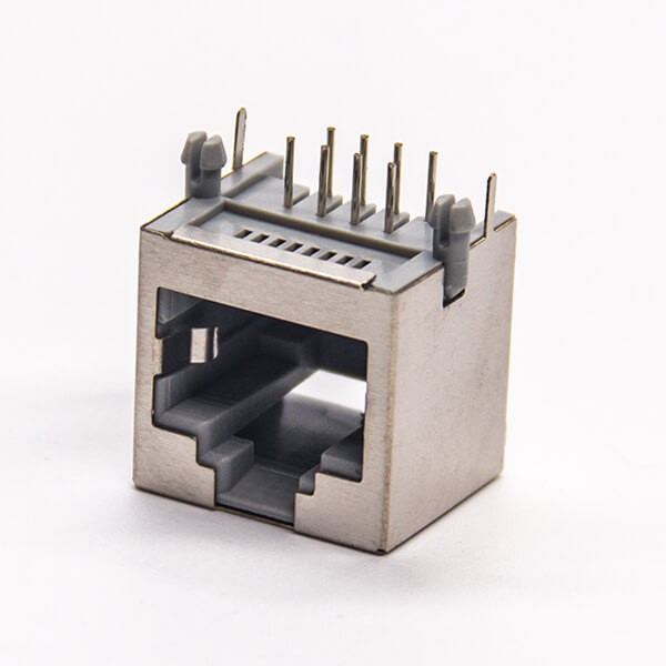 rj45連接器8p8c彎式插PCB板帶屏蔽不帶燈 rj45連接器8p8c彎式插PCB板帶屏蔽不帶燈
