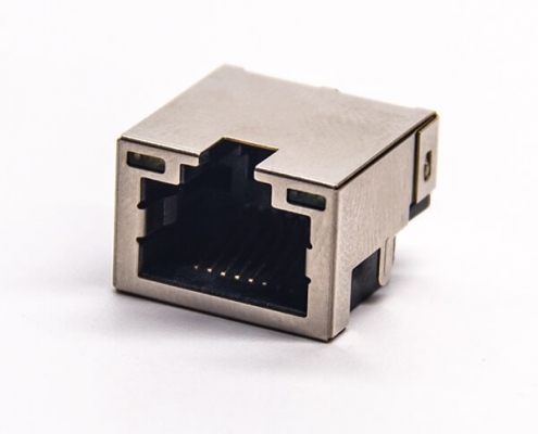 貼片rj45沉板接PCB板屏蔽插座帶燈彎頭