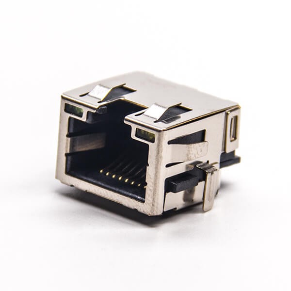 屏蔽rj45母座彎式沉板插板連接器帶燈帶彈片 屏蔽rj45母座彎式沉板插板連接器帶燈帶彈片