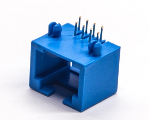 rj45座90度彎式網線座子藍色全塑插PCB板8p8c