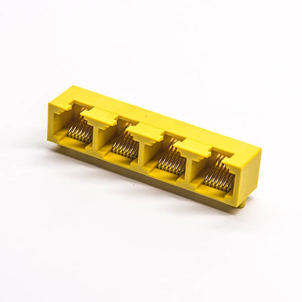 90度rj45網絡模塊化連接器黃色全塑外殼插板不帶燈不帶屏蔽