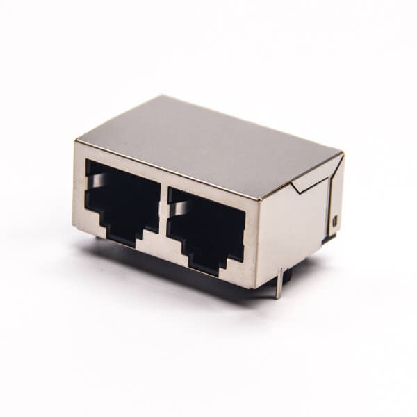 rj45網絡雙通彎式90度帶屏蔽座子穿孔式接PCB板 rj45網絡雙通彎式90度帶屏蔽座子穿孔式接PCB板