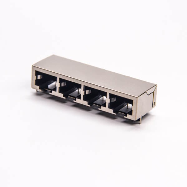 rj451x4網絡模塊化連接器彎式插板帶定位柱帶屏蔽