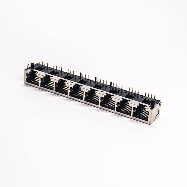 rj458口1*8彎式90度帶屏蔽以太網端口穿孔式接PCB板 rj458口1*8彎式90度帶屏蔽以太網端口穿孔式接PCB板