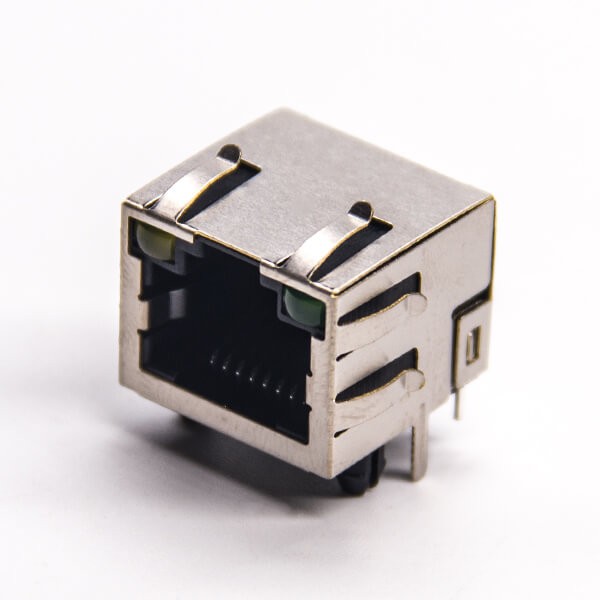 帶燈rj45封裝8p8c彎式母座穿孔式接PCB板帶彈片 帶燈rj45封裝8p8c彎式母座穿孔式接PCB板帶彈片