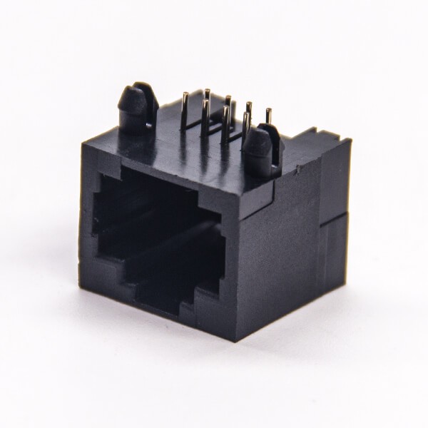 非屏蔽rj45插座8p8c彎式全塑單口插PCB板 非屏蔽rj45插座8p8c彎式全塑單口插PCB板