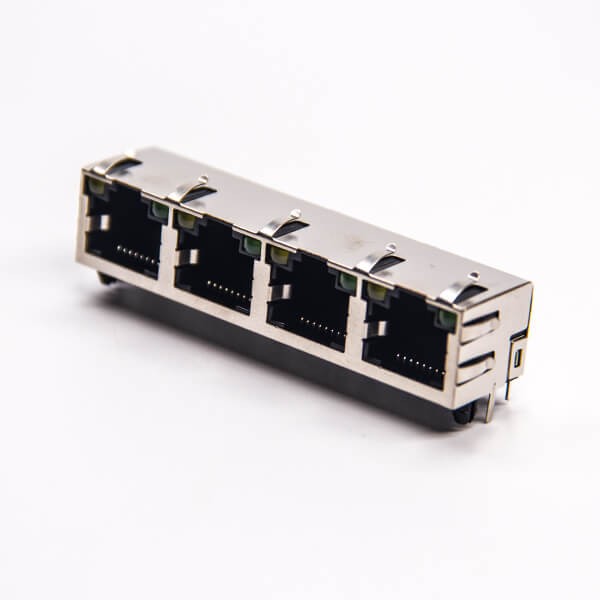 rj45網絡接口帶屏蔽90度4端口網絡端口帶燈帶彈片 rj45網絡接口帶屏蔽90度4端口網絡端口帶燈帶彈片