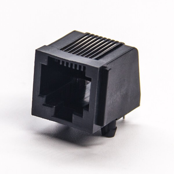 RJ45連接器母座黑色全塑8p8pc非屏蔽座子彎插板 RJ45連接器母座黑色全塑8p8pc非屏蔽座子彎插板