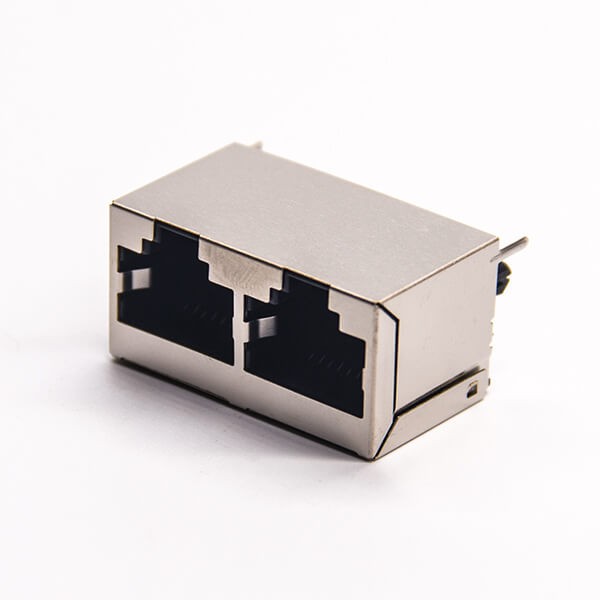 雙口rj45插座1*2直式屏蔽接口插PCB板 雙口rj45插座1*2直式屏蔽接口插PCB板