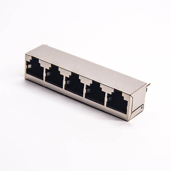 rj45直插PCB板1*5帶屏蔽母座不帶燈 rj45直插PCB板1*5帶屏蔽母座不帶燈