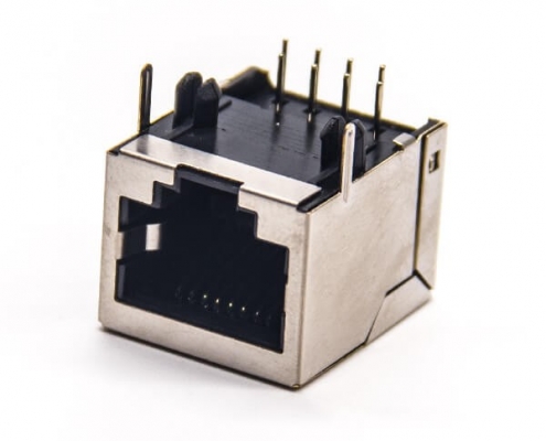 網絡接頭屏蔽rj45半包彎式8p8c插PCB板
