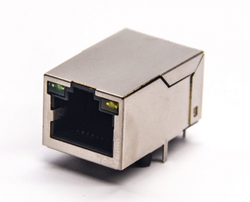rj45接口pcb以太網插座彎式90度插PCB板帶燈