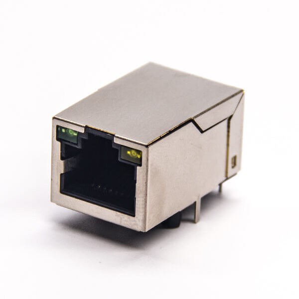 rj45接口pcb以太網插座彎式90度插PCB板帶燈 rj45接口pcb以太網插座彎式90度插PCB板帶燈