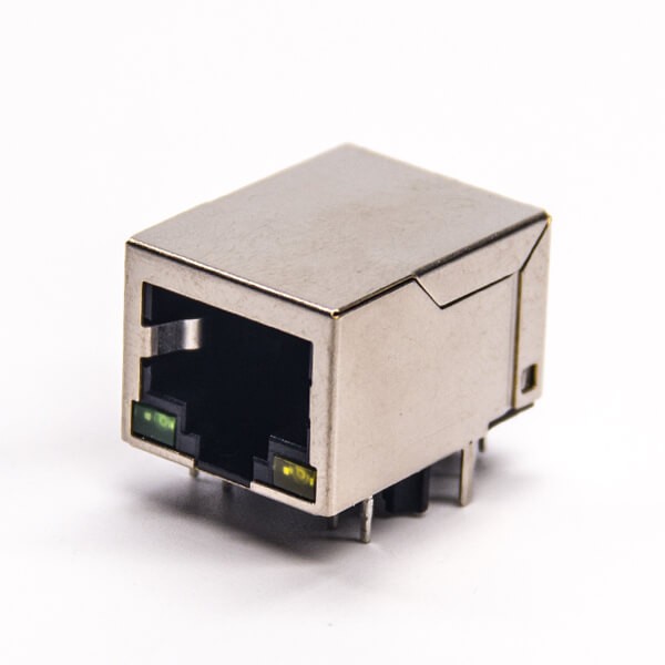 rj45網口pcb彎式封裝帶燈屏蔽外殼插PCB板 rj45網口pcb彎式封裝帶燈屏蔽外殼插PCB板