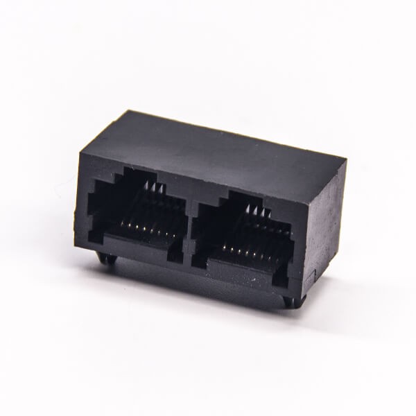 rj45母座8P8C雙端口90度全塑不帶屏蔽插座 rj45母座8P8C雙端口90度全塑不帶屏蔽插座