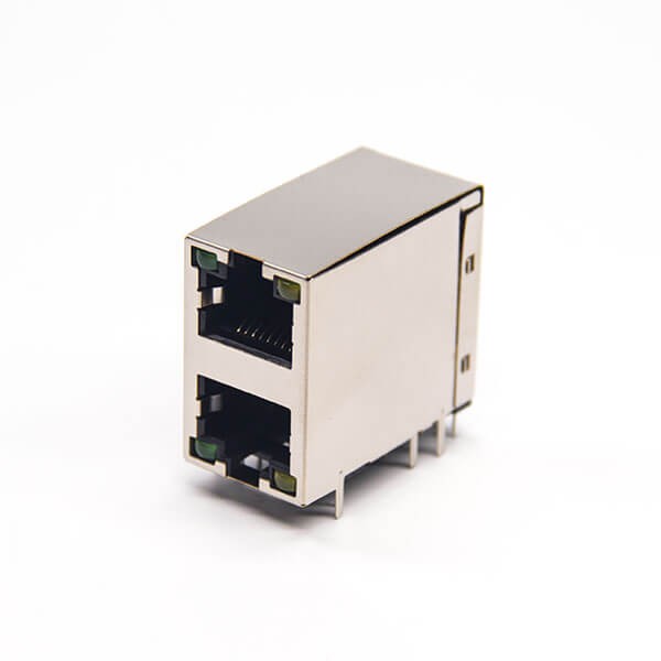 rj45雙層8p8c彎式雙端口帶屏蔽帶燈插PCB板 rj45雙層8p8c彎式雙端口帶屏蔽帶燈插PCB板