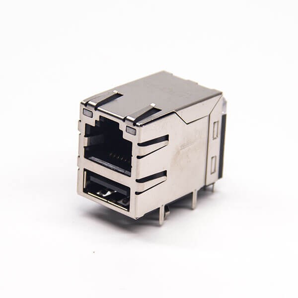 rj45加單層usb插座彎式90度插板帶屏蔽 rj45加單層usb插座彎式90度插板帶屏蔽