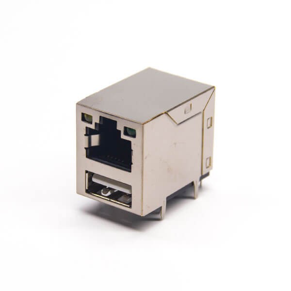usb2.0rj45帶燈屏蔽式連接器雙層加USB2.0連接器90度 usb2.0rj45帶燈屏蔽式連接器雙層加USB2.0連接器90度