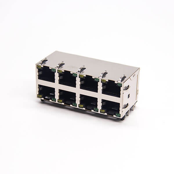 2x4portsrj45網絡插座8p8c彎式插板連接器屏蔽外殼帶燈 2x4portsrj45網絡插座8p8c彎式插板連接器屏蔽外殼帶燈