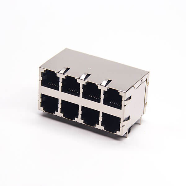 rj45帶彈片模塊化網絡座子帶屏蔽2×4彎式8p8c插PCB板帶彈片 rj45帶彈片模塊化網絡座子帶屏蔽2x4彎式8p8c插PCB板帶彈片