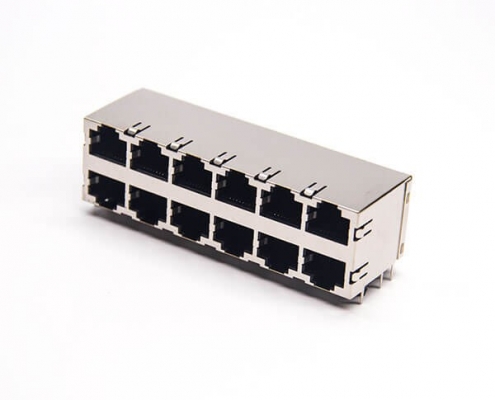 rj45座屏蔽網絡模塊座子2x6端口帶彈片帶屏蔽