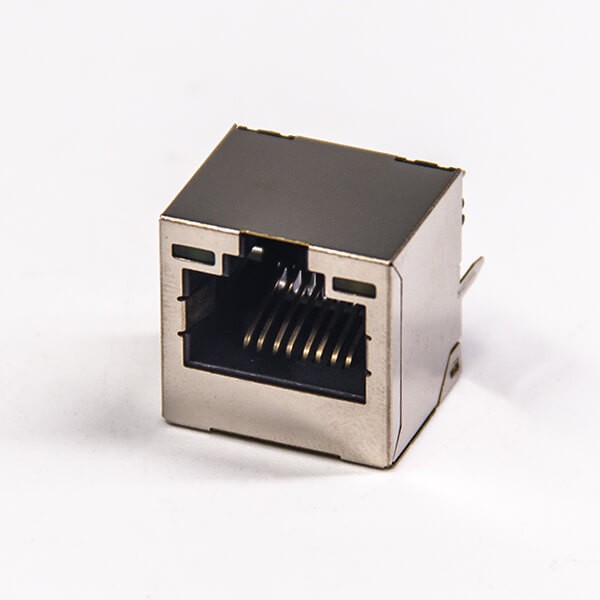 rj45網絡直通頭單端口直式帶屏蔽插座帶LED燈接PCB板
