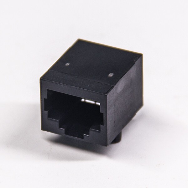 rj45座90度黑色塑膠外殼10p8c接PCB板不帶屏蔽 rj45座90度黑色塑膠外殼10p8c接PCB板不帶屏蔽