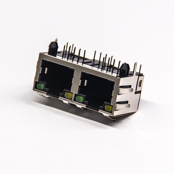 90度臥式rj45母座1×2端口帶彈片模塊連接器帶屏蔽帶燈插板 90度臥式rj45母座1x2端口帶彈片模塊連接器帶屏蔽帶燈插板