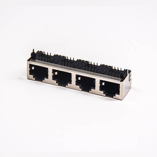rj45網絡連接頭90度4端口金屬屏蔽外殼帶LED燈插板 rj45網絡連接頭90度4端口金屬屏蔽外殼帶LED燈插板