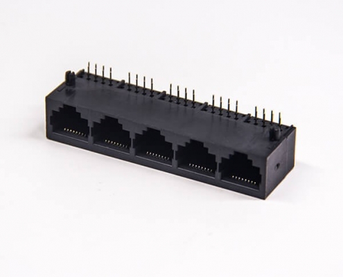 rj4510p8c模塊化網絡端口黑色全塑1x5彎式穿孔接板不帶燈