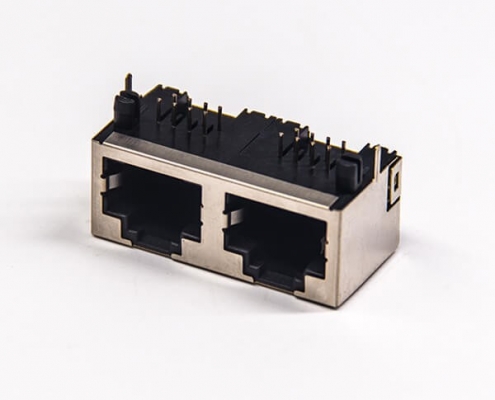 rj45網口無燈無彈片半包帶屏蔽彎式90度插PCB板