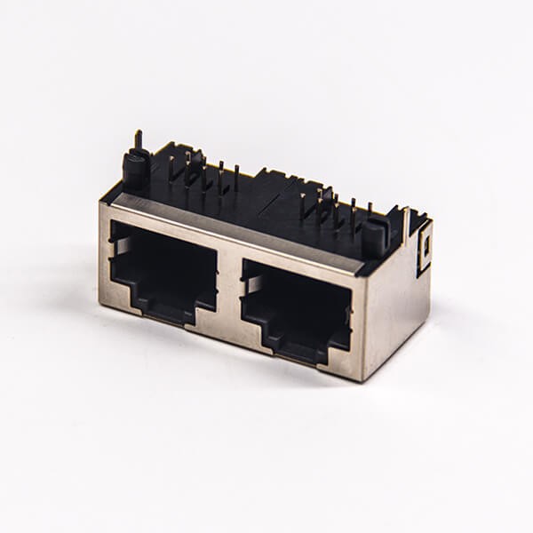 rj45網口無燈無彈片半包帶屏蔽彎式90度插PCB板 rj45網口無燈無彈片半包帶屏蔽彎式90度插PCB板