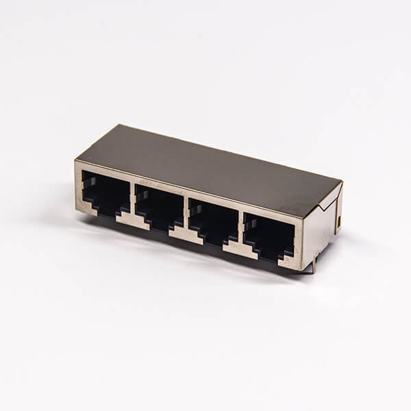 rj45網口端口金屬外殼彎式1×4不帶屏蔽插拍PCB板 rj45網口端口金屬外殼彎式1x4不帶屏蔽插拍PCB板