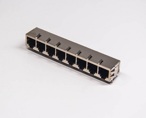 網口rj45多口插座1x8彎式帶彈片帶屏蔽不帶燈