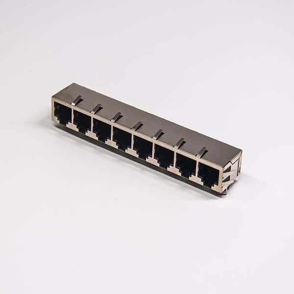 網口rj45多口插座1×8彎式帶彈片帶屏蔽不帶燈 網口rj45多口插座1x8彎式帶彈片帶屏蔽不帶燈